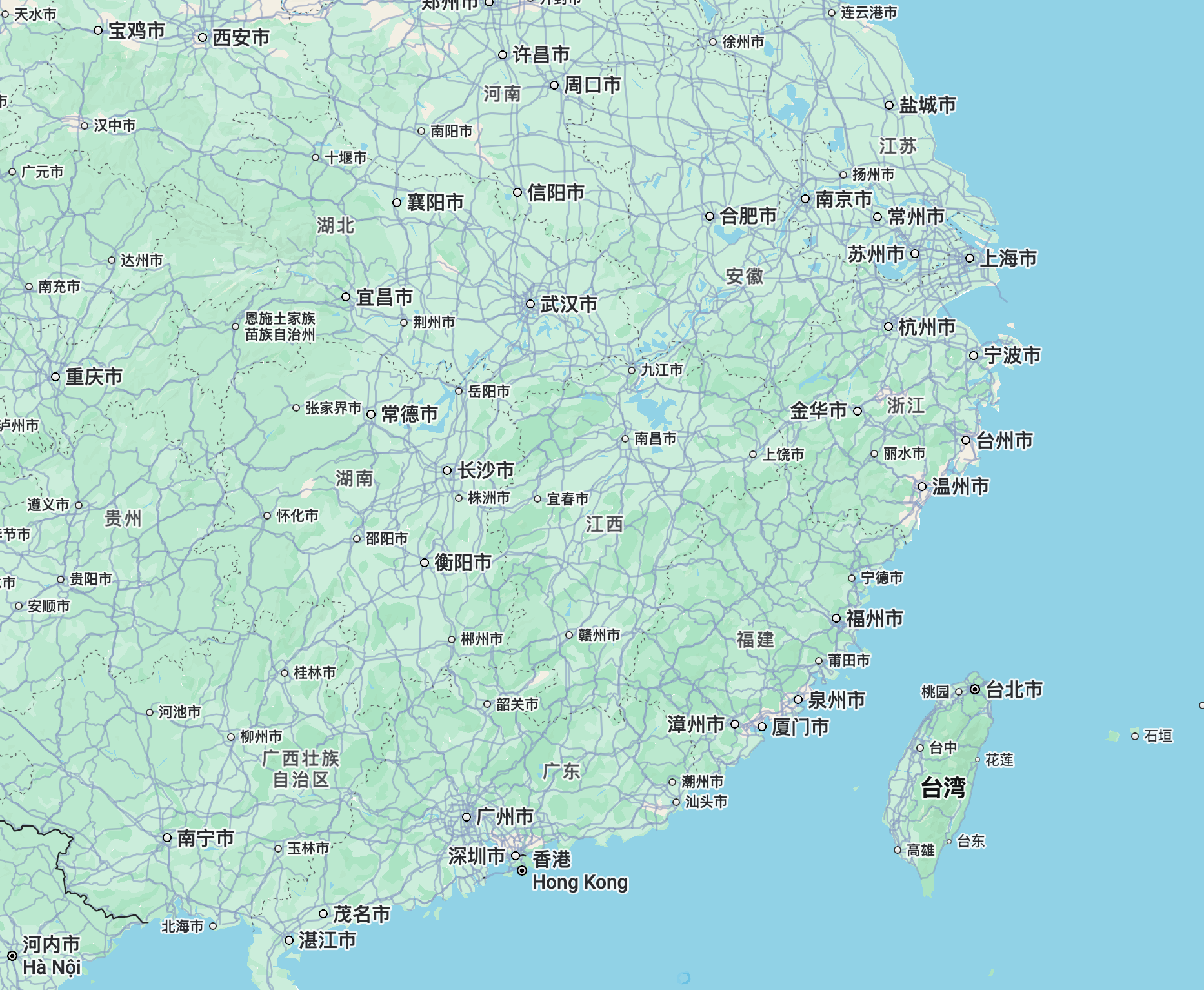 华东华南区域地图